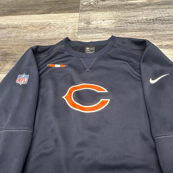 Nike Dri Fit NFL Chicago Bears Navy Mens M On Field Pullover Football Sweatshirt - Picture 1 of 9